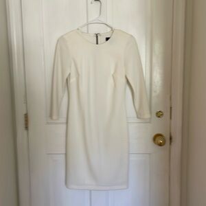 White 3/4 length sleeve dress w/ full back zipper